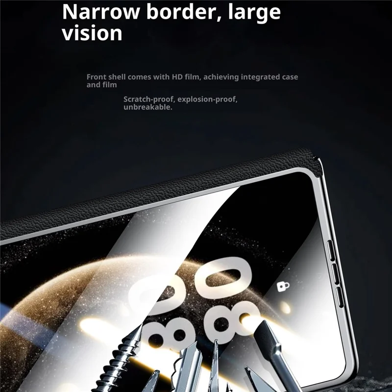 SULADA Per Huawei Mate X5 Custodia Magnetica con Supporto / Pellicola Schermo Vera Pelle Bovina PC Cover Telefonica - Nero