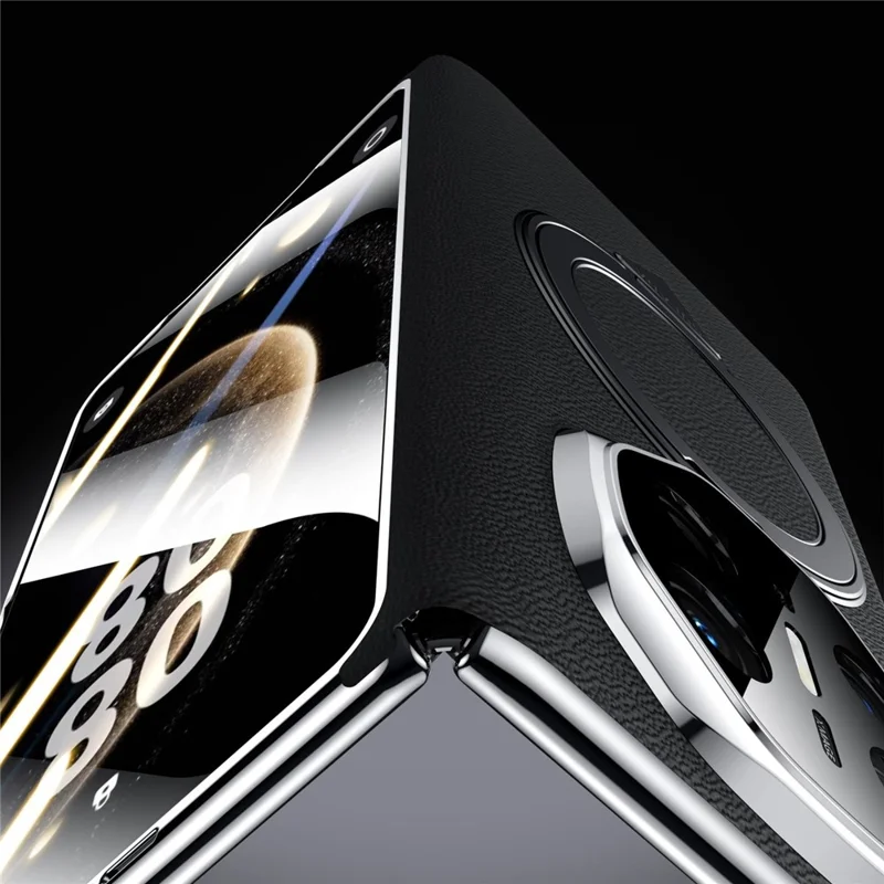 SULADA Pour Huawei Mate X6 Étui magnétique avec support / Film d'écran Véritable cuir de vache PC Housse de téléphone - Noir