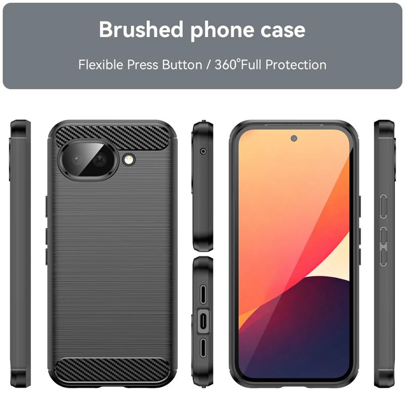 Per Google Pixel 10a Case Protective Phone Cover Carbon Fiber Texture Brushed - Nero