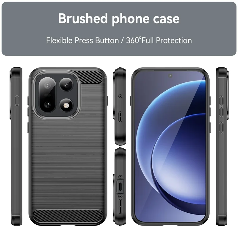 For OnePlus 15 5G Case Protective Phone Cover Carbon Fiber Texture Brushed - Black