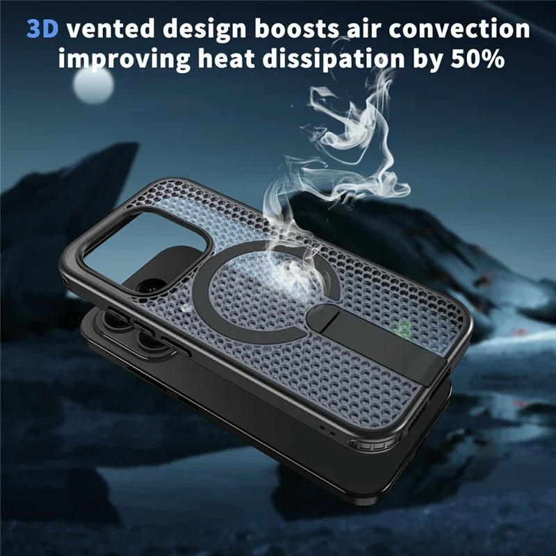 For Xiaomi 17 Magnetic Case Kickstand Grid Texture TPU PC Phone Back Cover - Black