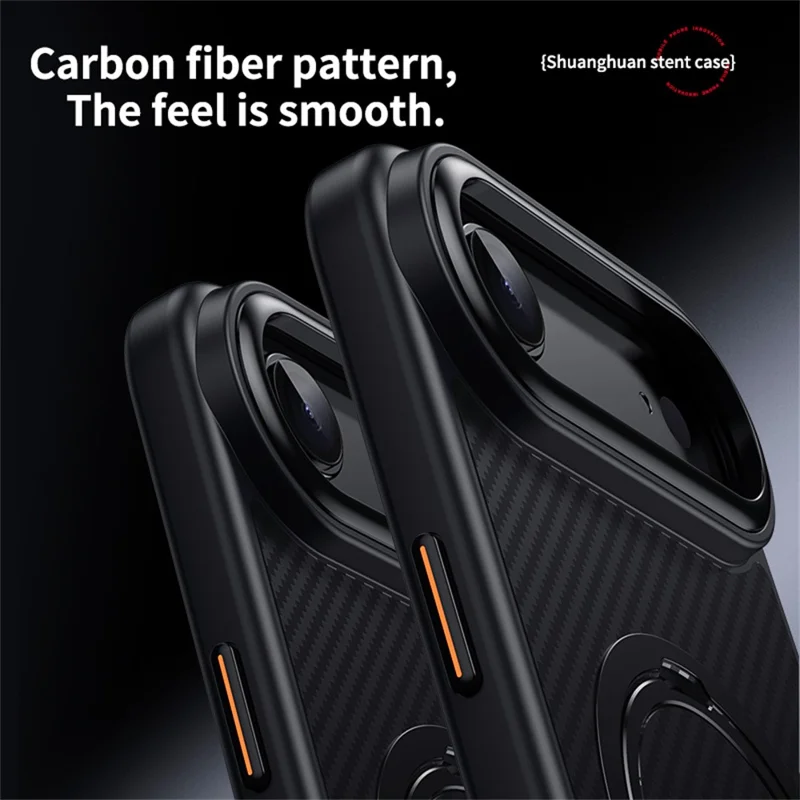 Для iPhone Air Case, совместимый с MagSafe, PC + TPU, чехол для телефона с кольцом-держателем, текстура из углеродного волокна - черный