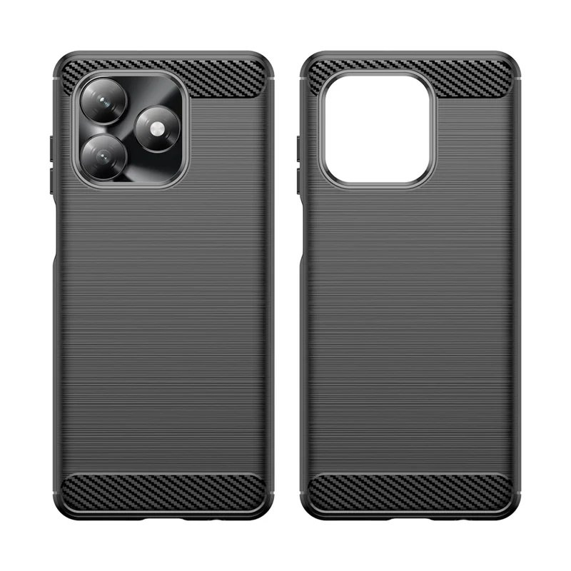 Funda protectora para teléfono For Honor X5c 4G / X5c Plus 4G, textura de fibra de carbono cepillada - Negro