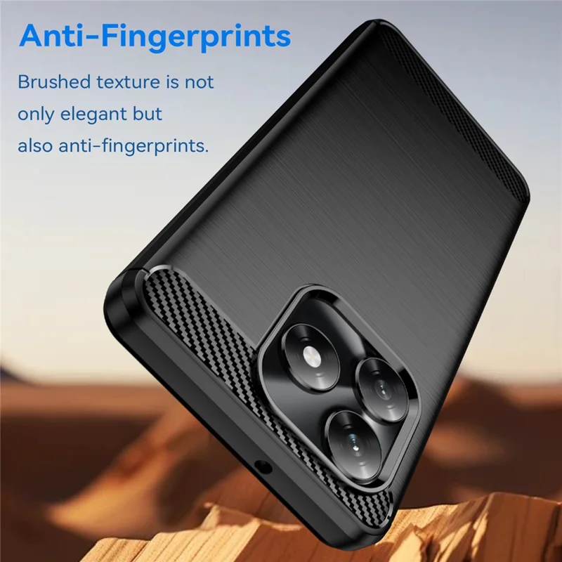 Funda protectora para teléfono For Honor X5c 4G / X5c Plus 4G, textura de fibra de carbono cepillada - Negro