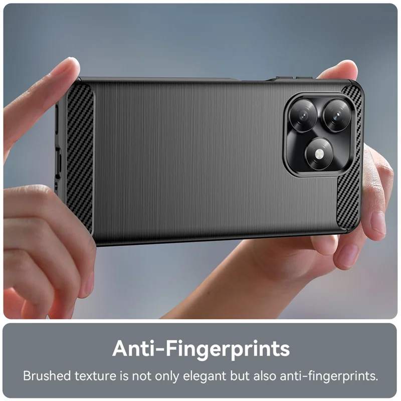 Funda protectora para teléfono For Honor X5c 4G / X5c Plus 4G, textura de fibra de carbono cepillada - Negro