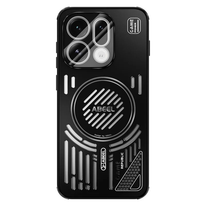 ABEEL For Oppo Find X9 5G Magnetic Case Aluminium Alloy + PC + TPU Hollow Heat Dissipation Phone Cover - Black