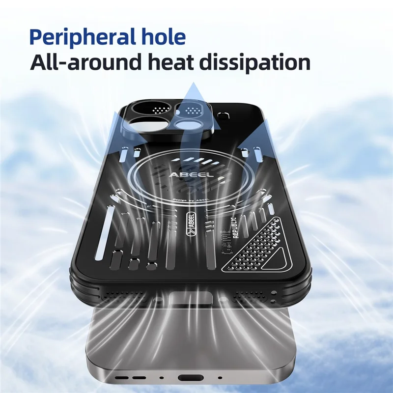 ABEEL For Oppo Find X9 5G Magnetic Case Aluminium Alloy + PC + TPU Hollow Heat Dissipation Phone Cover - Black