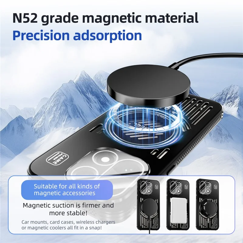 ABEEL Для OnePlus 15 5G Магнитный чехол Алюминиевый сплав + ПК + ТПУ Полый теплоотвод Чехол для телефона - Черный