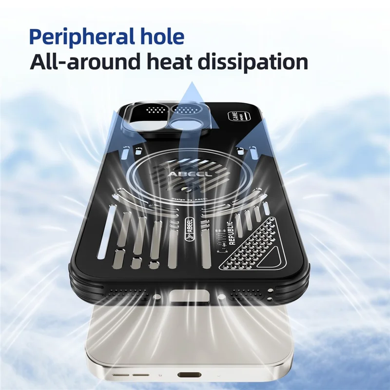 ABEEL Для OnePlus 15 5G Магнитный чехол Алюминиевый сплав + ПК + ТПУ Полый теплоотвод Чехол для телефона - Черный