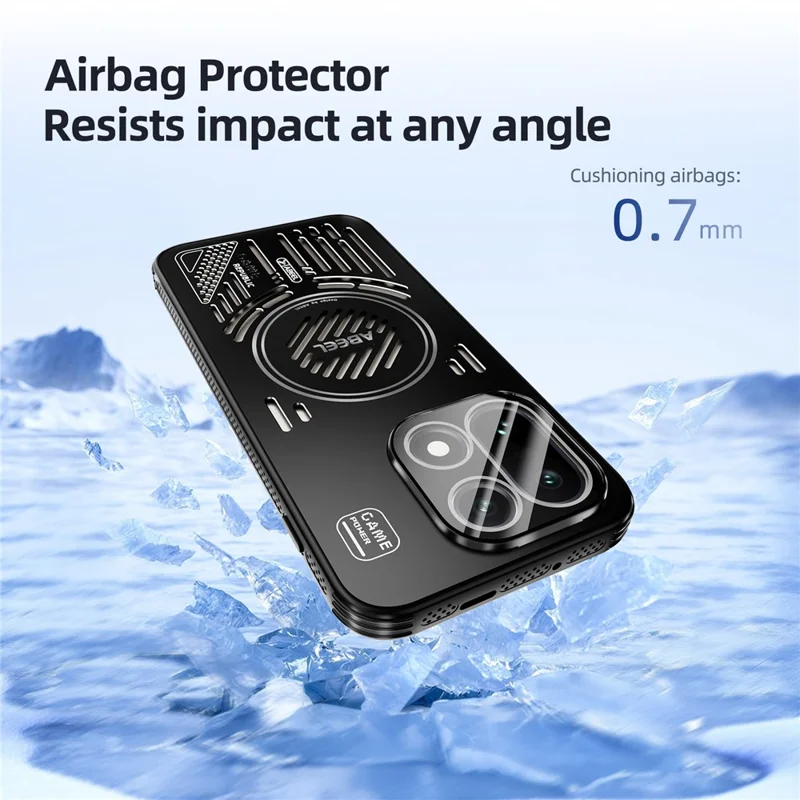 ABEEL Для OnePlus 15 5G Магнитный чехол Алюминиевый сплав + ПК + ТПУ Полый теплоотвод Чехол для телефона - Черный