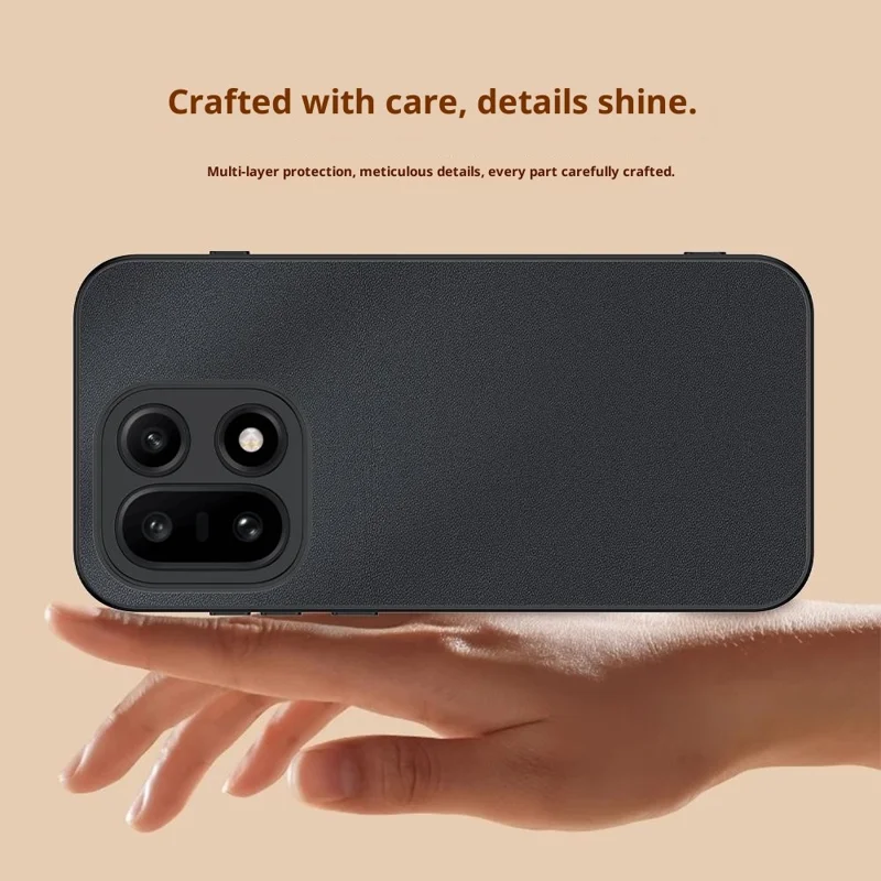 Obudowa na OnePlus 15 5G, pokrowiec przeciwwypadkowy z tworzywa PC z powłoką z ekoskóry i TPU - Czarny