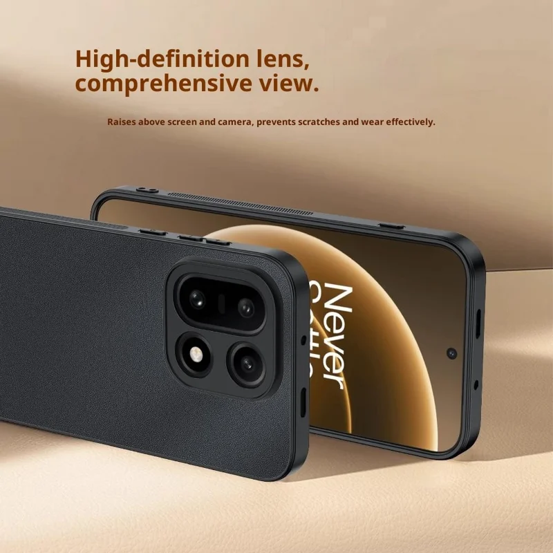 Obudowa na OnePlus 15 5G, pokrowiec przeciwwypadkowy z tworzywa PC z powłoką z ekoskóry i TPU - Czarny