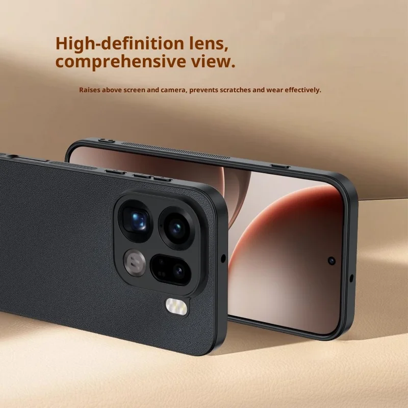 Pour Oppo Find X9 Pro 5G Étui Revêtement en Cuir PU + PC + TPU Anti-Chute Housse de Téléphone - Noir