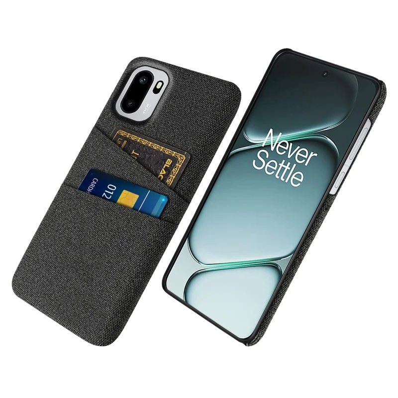 For OnePlus Ace 6T 5G / Ace 6 5G Case Cloth + Hard PC Phone Cover with Dual Card Slots - Black