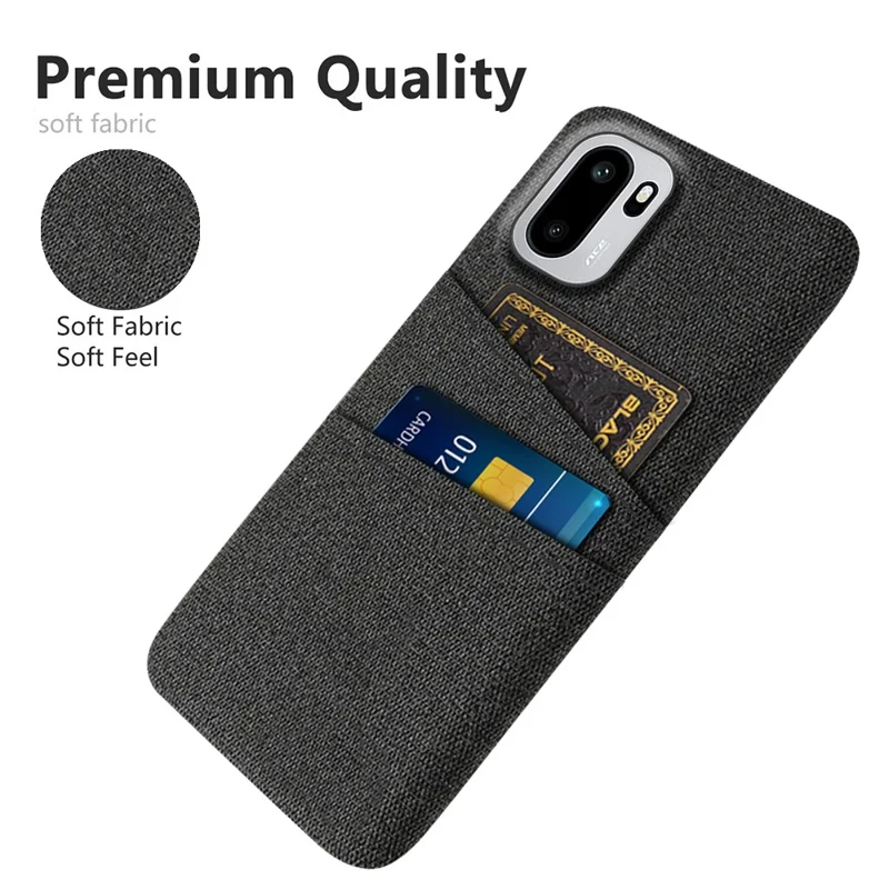 For OnePlus Ace 6T 5G / Ace 6 5G Case Cloth + Hard PC Phone Cover with Dual Card Slots - Black