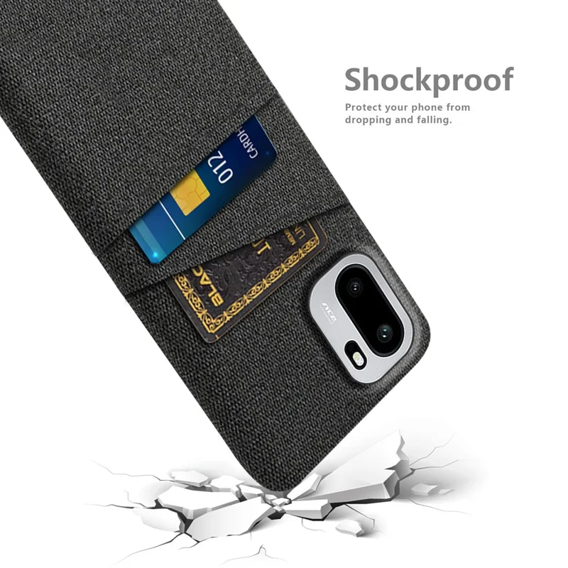 For OnePlus Ace 6T 5G / Ace 6 5G Case Cloth + Hard PC Phone Cover with Dual Card Slots - Black