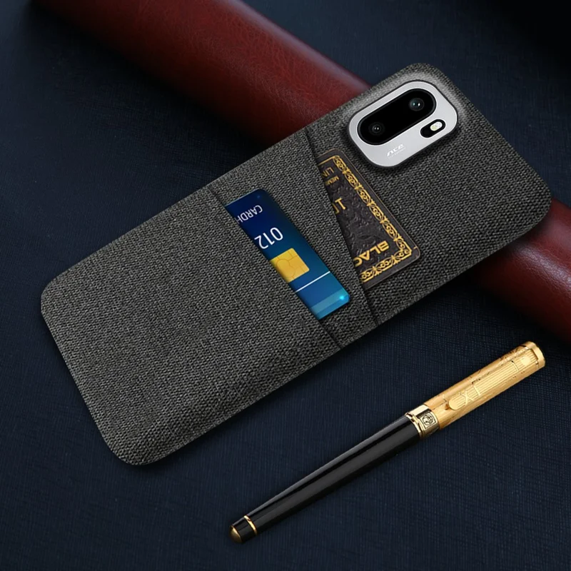 For OnePlus Ace 6T 5G / Ace 6 5G Case Cloth + Hard PC Phone Cover with Dual Card Slots - Black