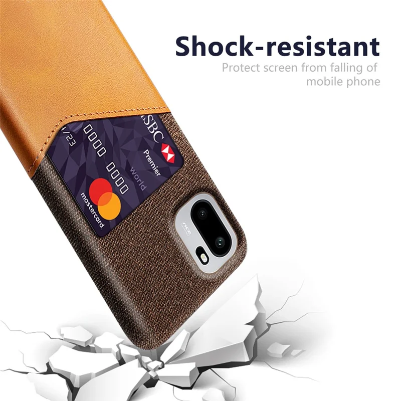 For OnePlus Ace 6 5G Case PU Leather Cloth Texture Hard PC Phone Cover with Card Holder - Orange