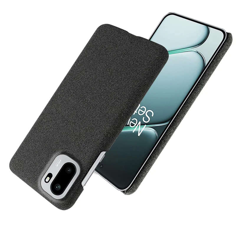 For OnePlus Ace 6T 5G / Ace 6 5G Phone Case Cloth Texture Anti-Scratch Protective PC Back Cover - Black