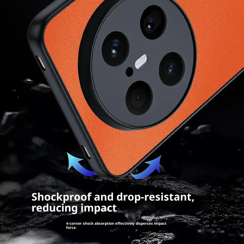 Capa de Telefone Huawei Mate 70 Air Case PU Leather Coated PC + TPU Anti-Drop - Laranja