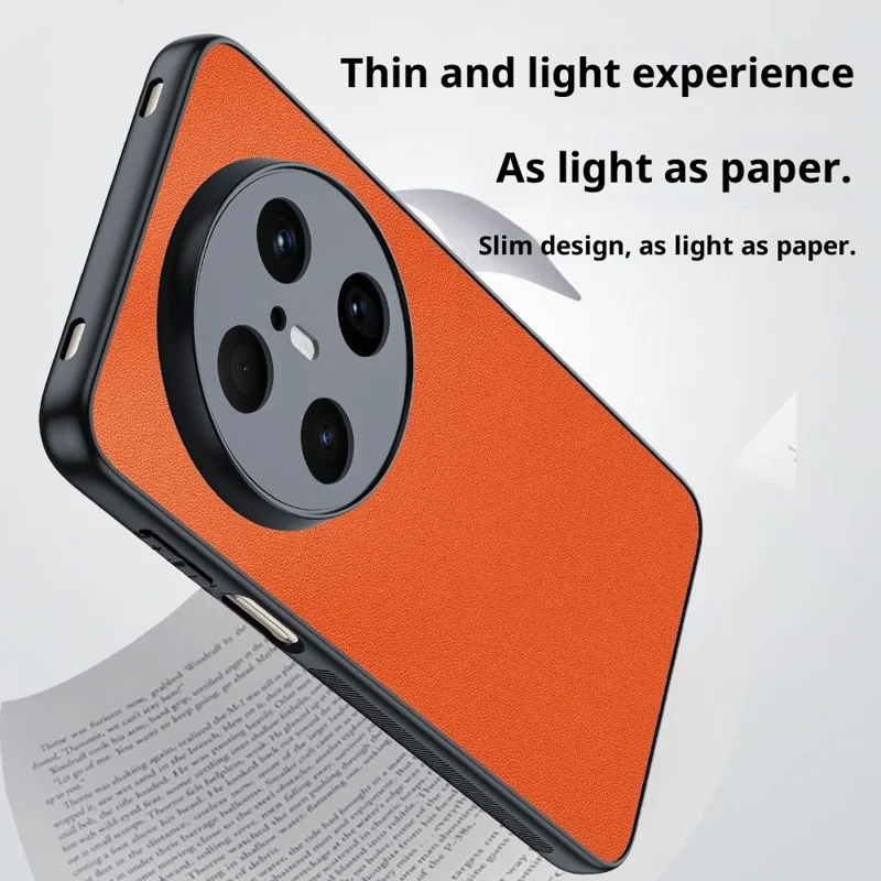 Capa de Telefone Huawei Mate 70 Air Case PU Leather Coated PC + TPU Anti-Drop - Laranja