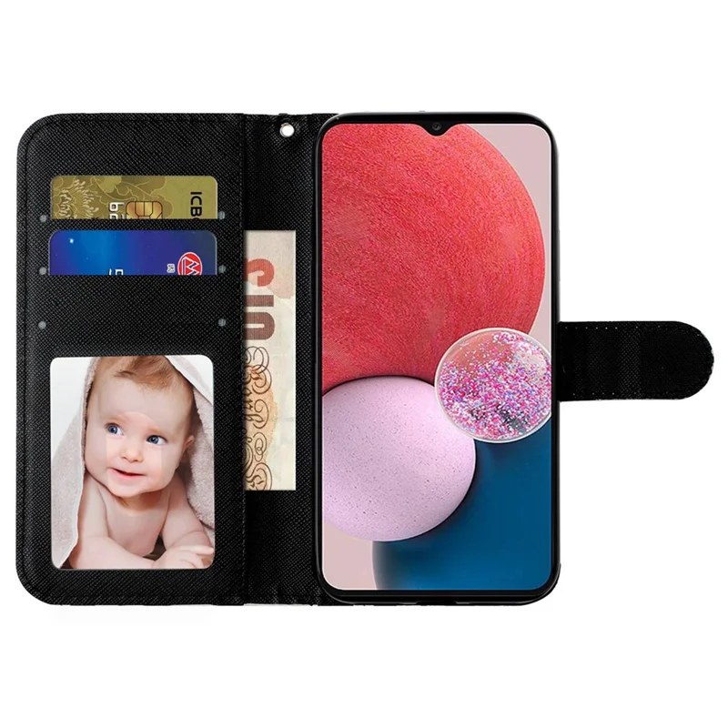 3D Pattern Printing Phone Case For Samsung Galaxy A14 5G, Anti-scratch PU Leather Wallet Flip Cover Stand with Strap -  Cat