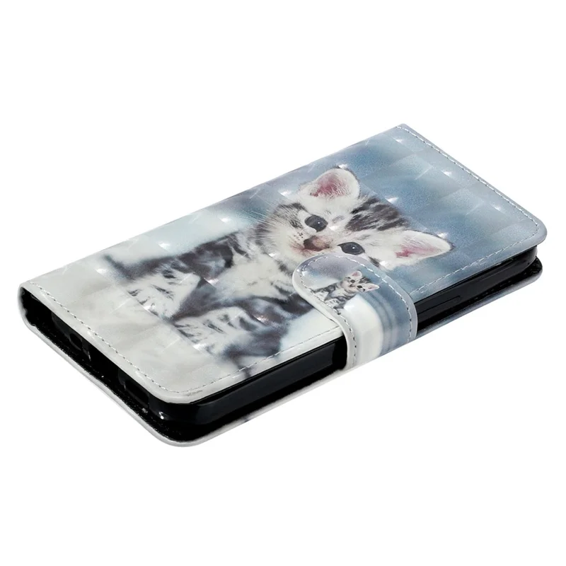 3D Pattern Printing Phone Case For Samsung Galaxy A14 5G, Anti-scratch PU Leather Wallet Flip Cover Stand with Strap -  Cat