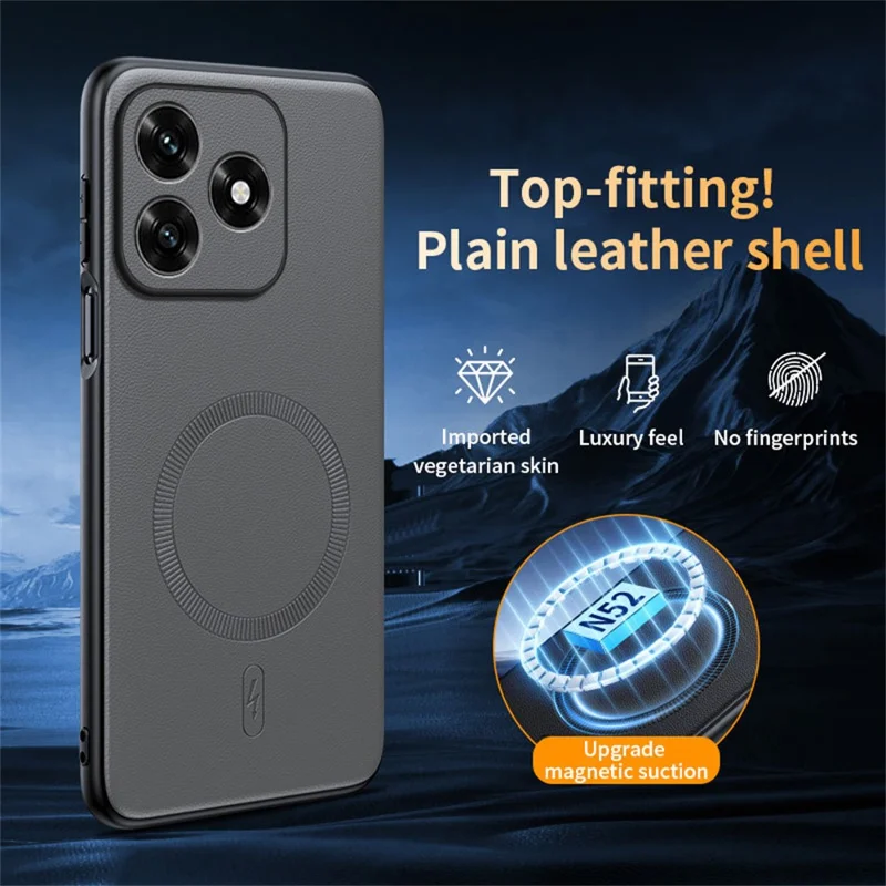 Чехол для телефона For Honor X5c 4G, совместимый с MagSafe, кожаное покрытие из ТПУ + ПК, серый