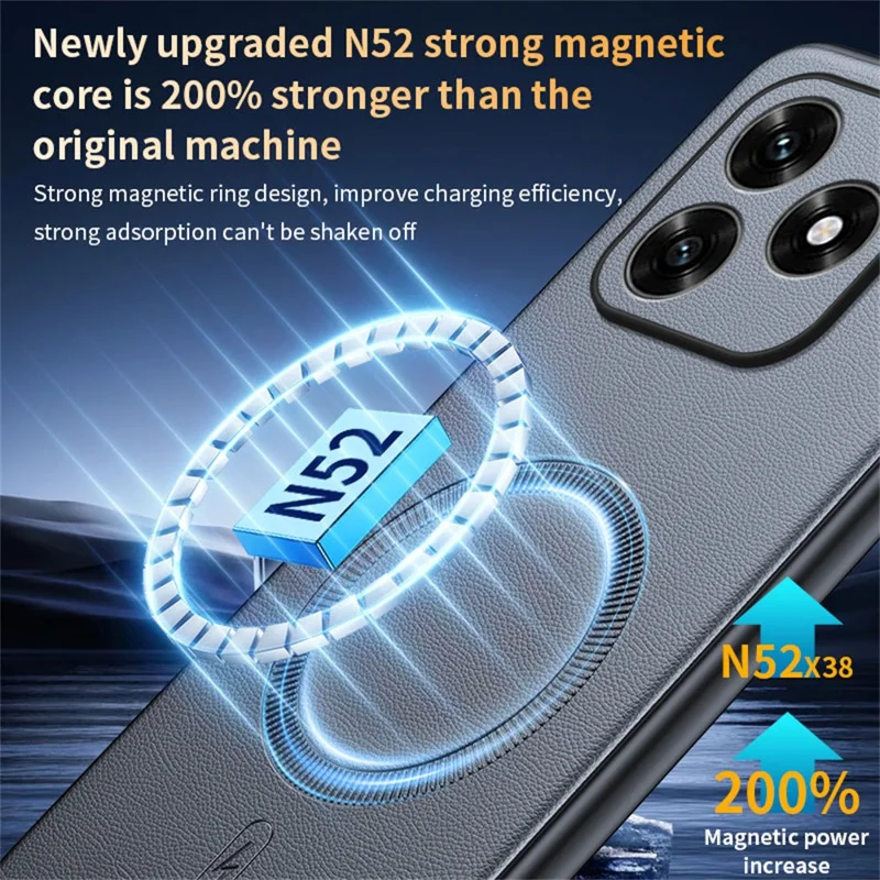 Чехол для телефона For Honor X5c 4G, совместимый с MagSafe, кожаное покрытие из ТПУ + ПК, серый