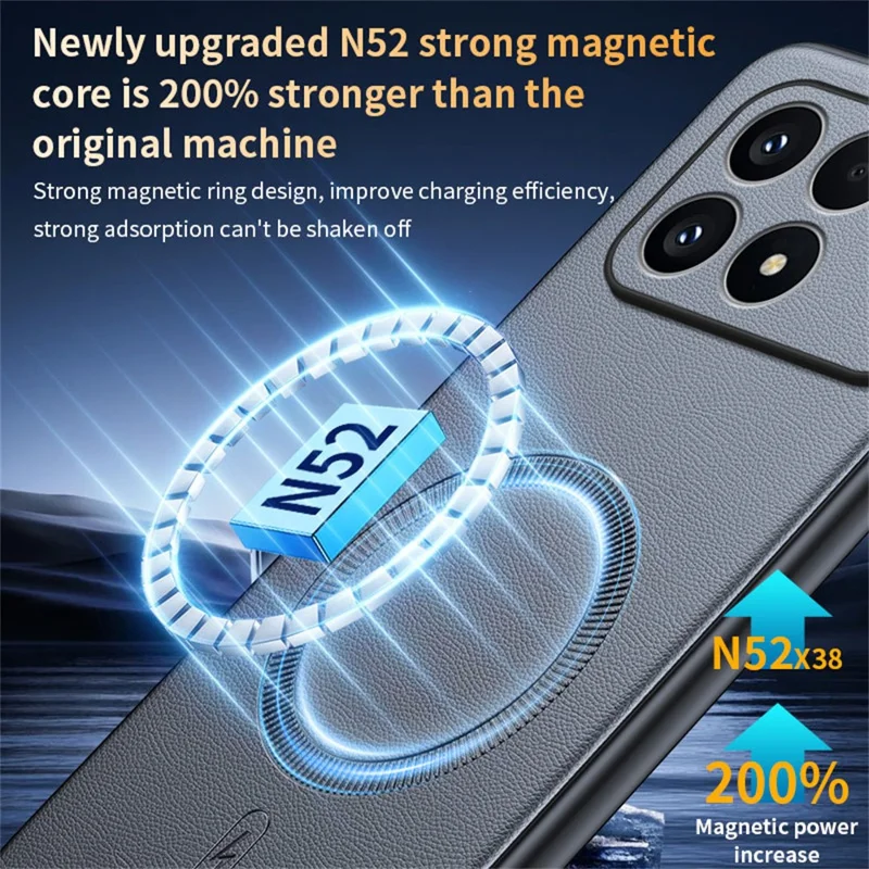 For Xiaomi Redmi K90 5G / Poco F8 Pro Magnetic Case Leather Coated TPU + PC Phone Cover - Grey