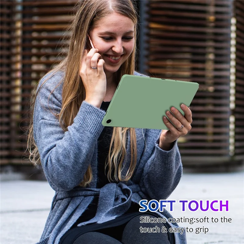 For Samsung Galaxy Tab A11+ Case Liquid Silicone Anti-Scratch Tablet Cover - Green