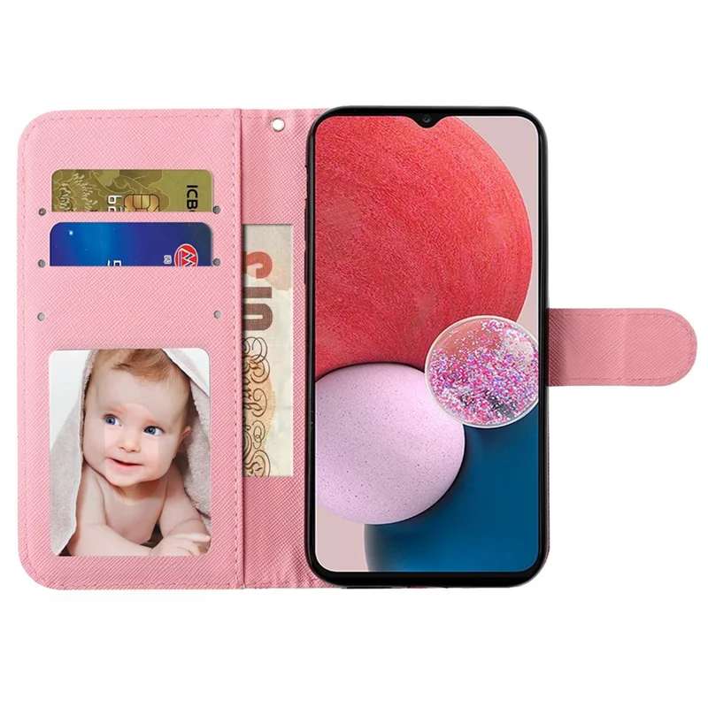 For Samsung Galaxy S23 PU Leather Wallet Flip Cover Stand Feature 3D Pattern Printing Magnetic Closure Phone Case with Strap - Roses