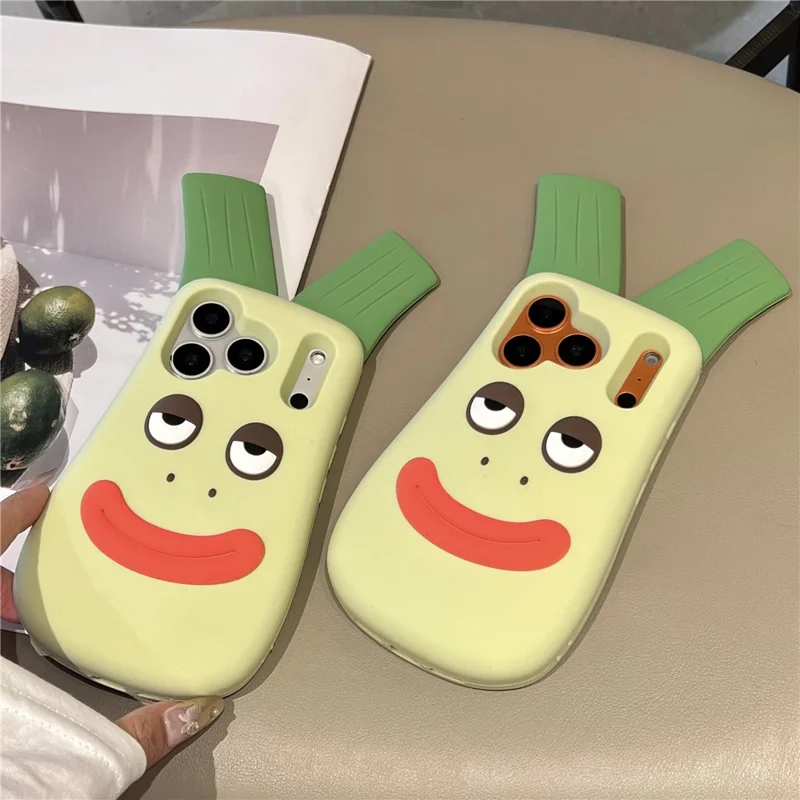 Custodia in silicone per iPhone 17 Pro Max, design carino con cipolla verde, custodia protettiva per il telefono