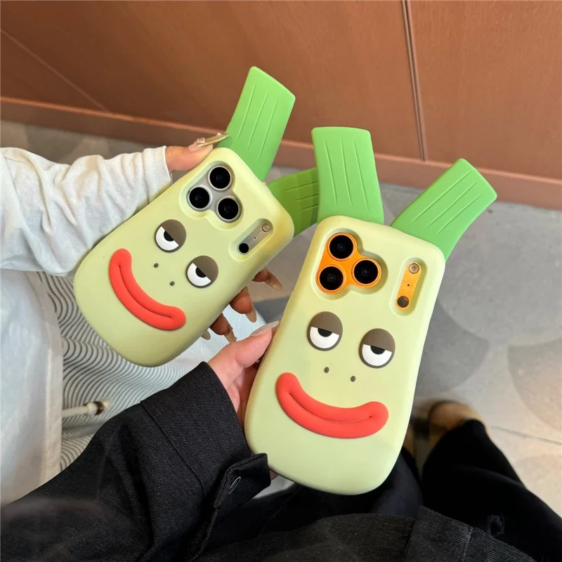 Custodia in silicone per iPhone 17 Pro Max, design carino con cipolla verde, custodia protettiva per il telefono