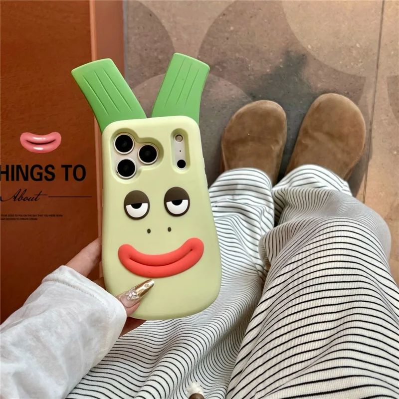 Custodia in silicone per iPhone 17 Pro Max, design carino con cipolla verde, custodia protettiva per il telefono