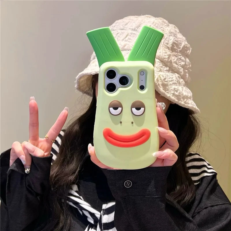 Custodia in silicone per iPhone 17 Pro Max, design carino con cipolla verde, custodia protettiva per il telefono