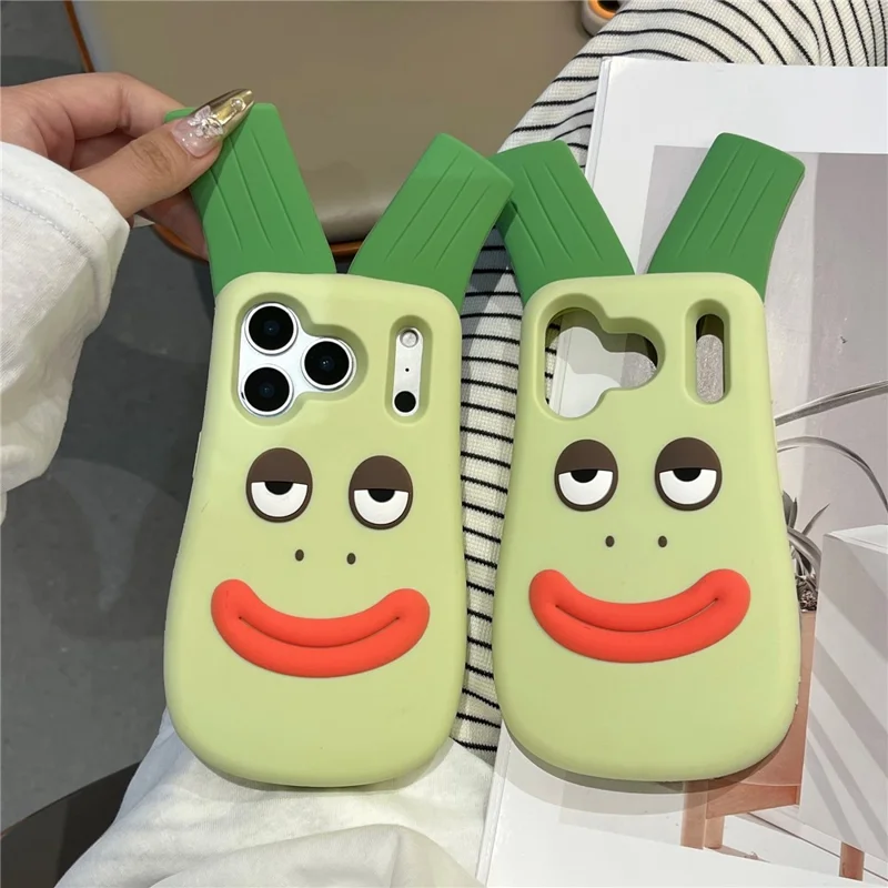 Custodia in silicone per iPhone 17 Pro Max, design carino con cipolla verde, custodia protettiva per il telefono
