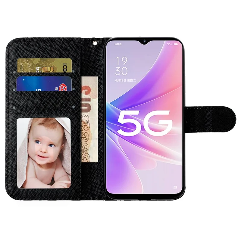 For Oppo A57 (2022) 5G / A57 4G  /  A77 5G /  A57s 4G PU Leather Wallet Phone Case 3D Pattern Printing Shockproof Case Folio Flip Cover with Stand / Strap - Leopard