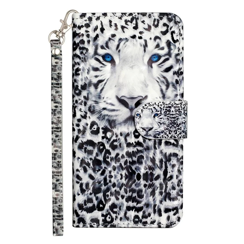 For Oppo A57 (2022) 5G / A57 4G  /  A77 5G /  A57s 4G PU Leather Wallet Phone Case 3D Pattern Printing Shockproof Case Folio Flip Cover with Stand / Strap - Leopard