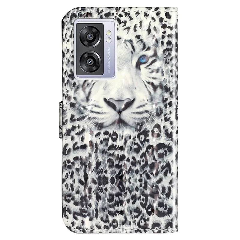 For Oppo A57 (2022) 5G / A57 4G  /  A77 5G /  A57s 4G PU Leather Wallet Phone Case 3D Pattern Printing Shockproof Case Folio Flip Cover with Stand / Strap - Leopard