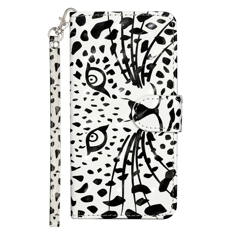 For Oppo A57 (2022) 5G / A57 4G  /  A77 5G /  A57s 4G PU Leather Wallet Phone Case 3D Pattern Printing Shockproof Case Folio Flip Cover with Stand / Strap - Leopard Head