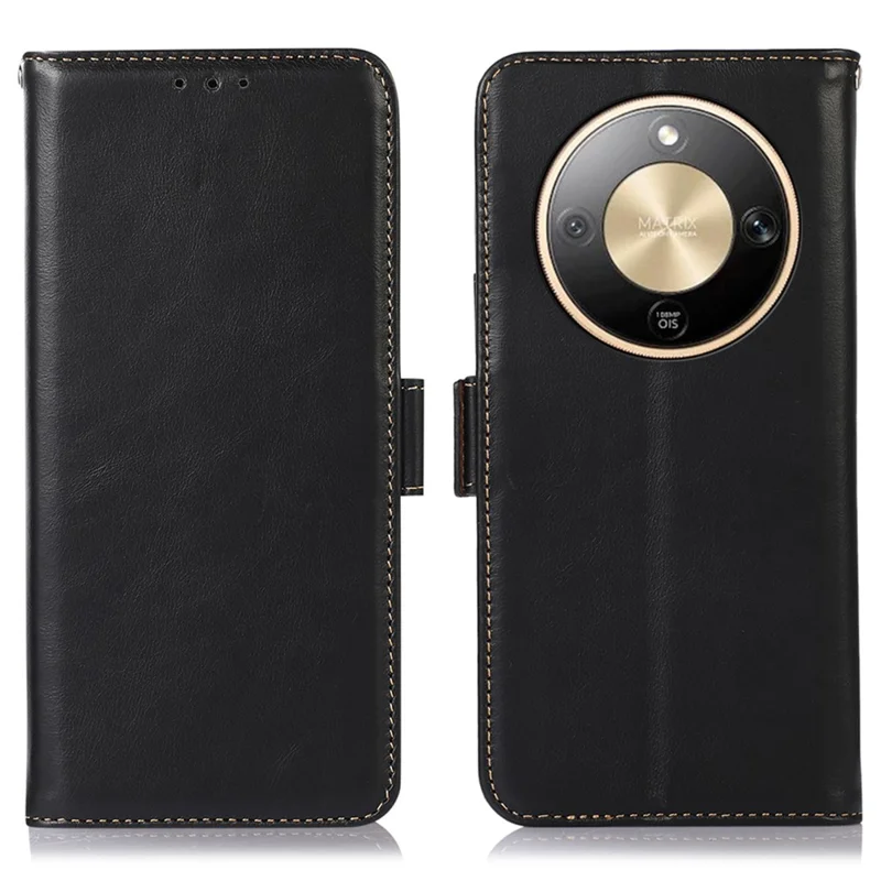 Fodral för Honor X9d 5G / X70 5G RFID-blockerande plånbok i äkta nötlimmat bovkalfskinn - Svart