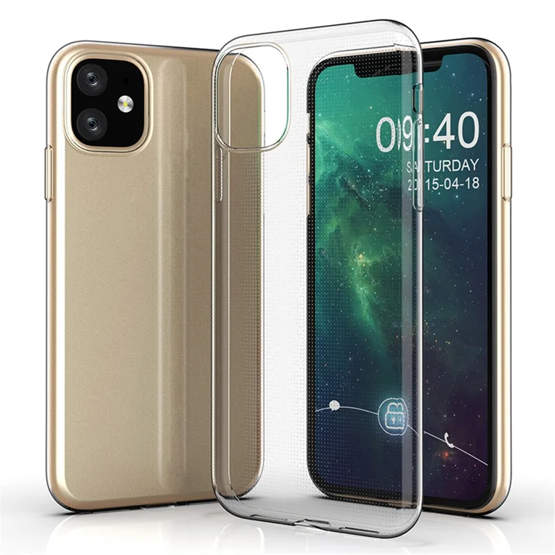 For iPhone 11 6.1 inch Ultra Slim Anti-Scratch Phone Case High Transparency Shockproof Flexible TPU Cover
