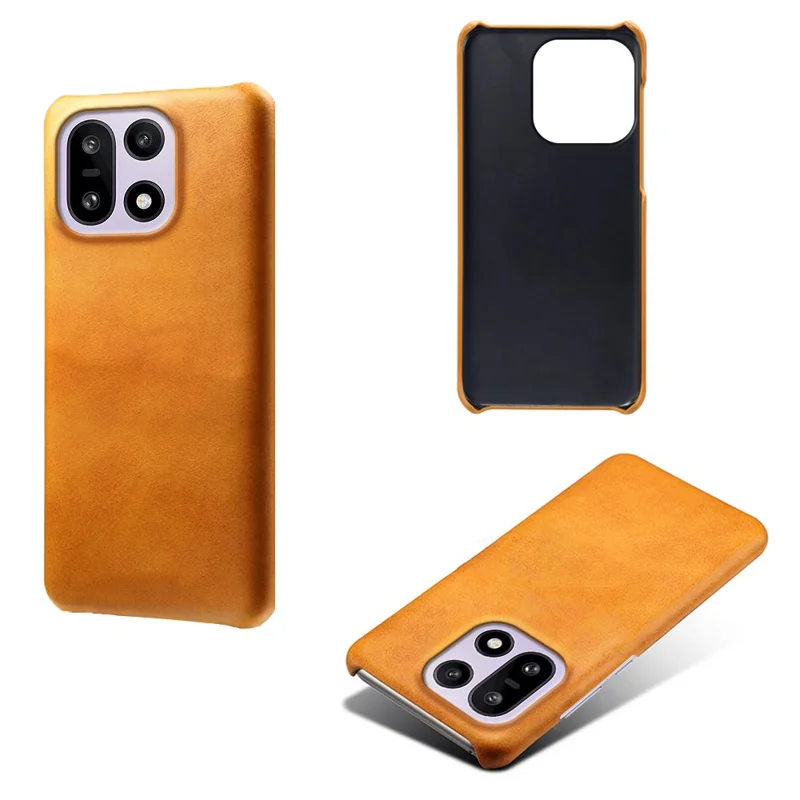 Voor OnePlus 15 5G hoesje Kalfstextuur PU-leer harde PC-beschermhoes - Oranje