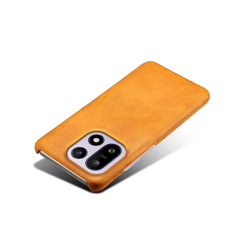 Voor OnePlus 15 5G hoesje Kalfstextuur PU-leer harde PC-beschermhoes - Oranje