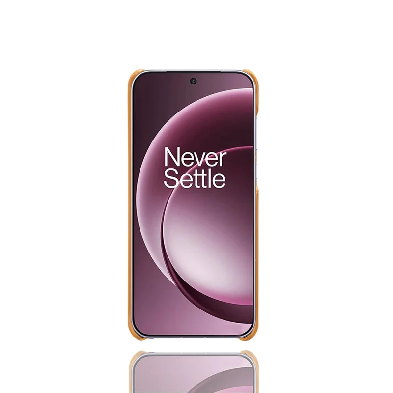 Voor OnePlus 15 5G hoesje Kalfstextuur PU-leer harde PC-beschermhoes - Oranje
