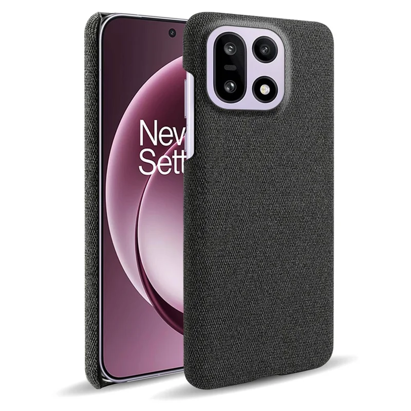 For OnePlus 15 5G Phone Case Cloth Texture Anti-Scratch Protective PC Back Cover - Black