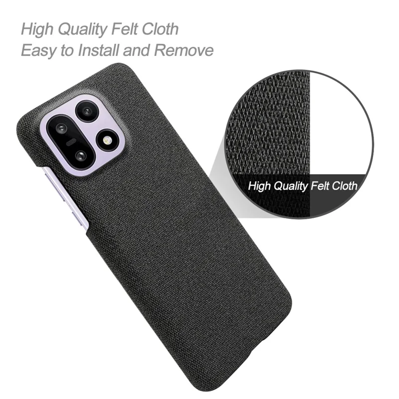 For OnePlus 15 5G Phone Case Cloth Texture Anti-Scratch Protective PC Back Cover - Black
