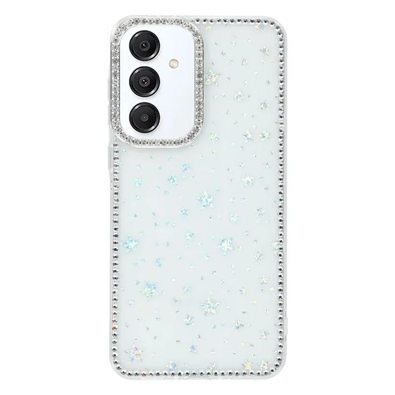 Samsung Galaxy S25 FE Hülle Rhinestone Edge Glitter Back TPU + PC IMD Handyhülle - Sternenklar Transparent