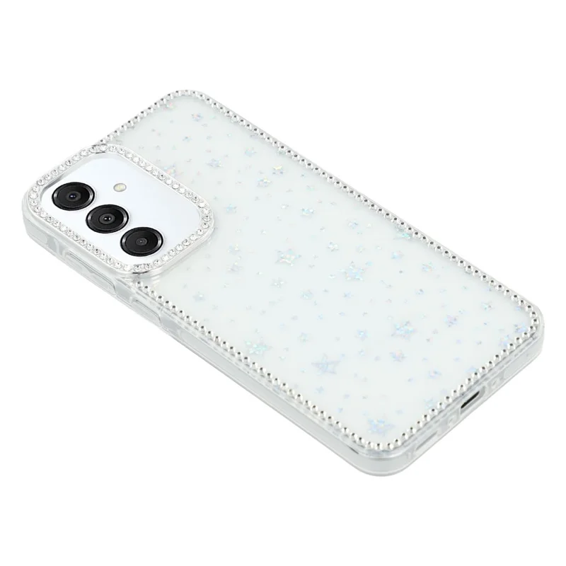 Samsung Galaxy S25 FE Hülle Rhinestone Edge Glitter Back TPU + PC IMD Handyhülle - Sternenklar Transparent